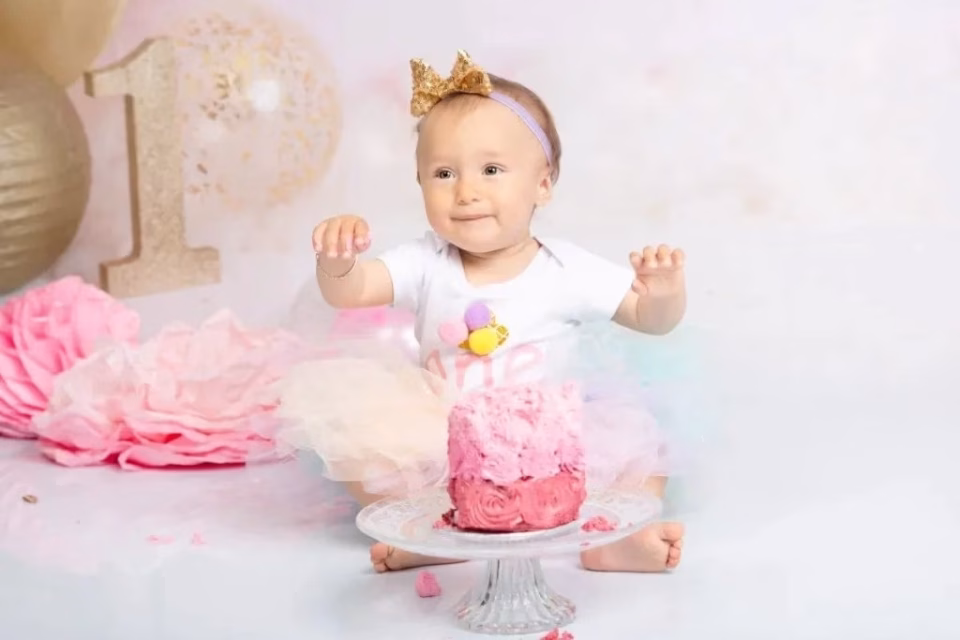 Cake smash first birthday photo session
